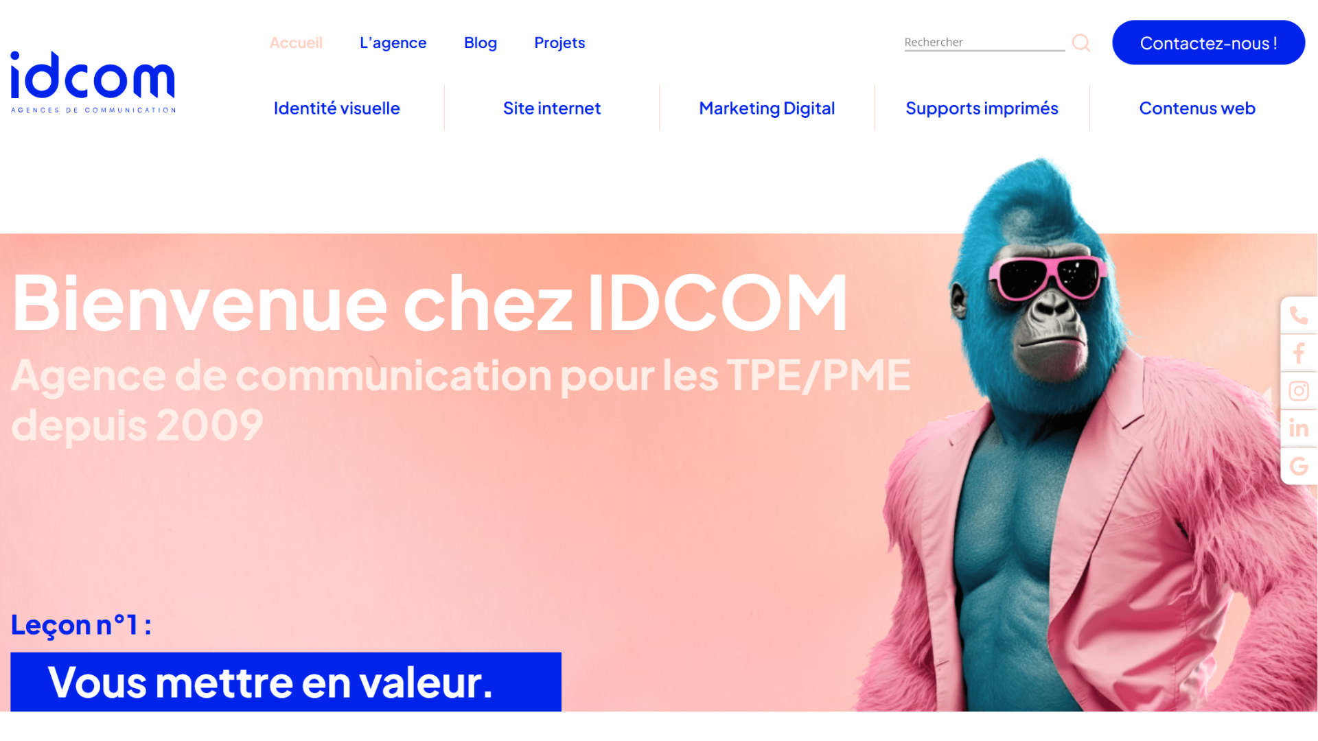 Aperçu du site Wix idcom-lagence.fr réalisé par l'Agence Wix Parisienne